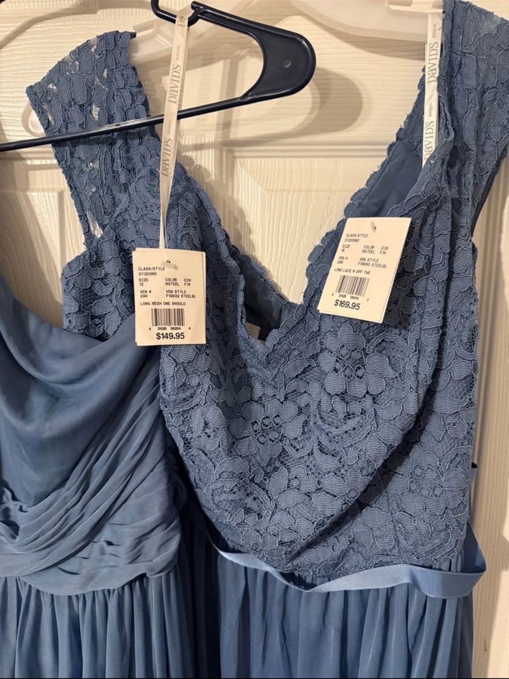 Lace & Chiffon V-Neck Slip Dress in Dusty Blue - Classic Elegant Style